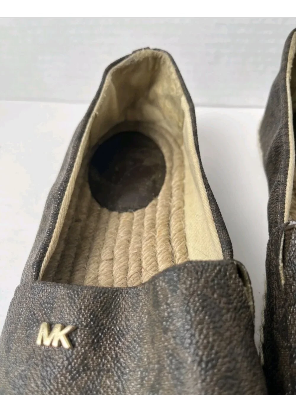 Michael Kors MK Logo Brown Espadrille Flats Size 8.5M